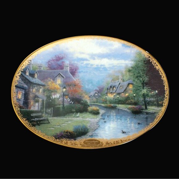 Thomas Kinkade Lamplight Brooke Limited Edition Collectible Plate By Bradford Ex - Picture 1 of 5